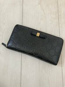 GUCCI グッチ ラウンドファスナー 長財布 GG柄 ブラック ブランド