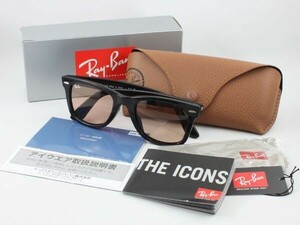 ケース茶 Ray-Ban レイバン RB2140F-601/4B 52サイズ サングラス WAYFARER ウェイファーラー ブラック ライトオレンジ ライトカラー 6014B