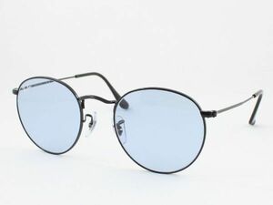 Ray-Ban レイバン RB3447-002/64 サングラス ROUND METAL ラウンドメタル ブラック ライトブルー ライトカラー ラウンド 丸メガネ 00264