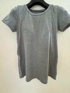 授乳服　Tシャツ　グレー　パッド付　脇から授乳タイプ　Mサイズ