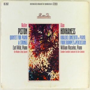 ■Earl Wild(pf), William Masselos(pf)｜Walter Piston, QUINTET FOR PIANO & STRINGS /Alan Hovhaness, KHALDIS ＜LP 1966年 US盤＞