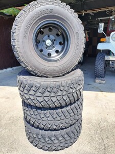 三菱ジープ　タイヤホイール　USA製8J 深リムアルミ　33×12.5R15 YOKOHAMAジオランダー