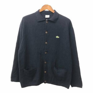 スペイン製 LACOSTE ラコステ ウール ニット 襟付き カーディガン ネイビー (メンズ 5) 中古 古着 Q2684