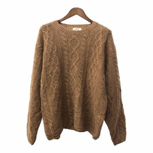 90年代 J.CREW ジェイクルー ケーブルニット ウール セーター ブラウン (メンズ L) 中古 古着 Q2683