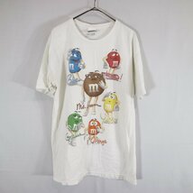 SALE///// 90s M&M's エムアンドエムズ 半袖 プリントTシャツ チョコ 企業 ホワイト ( メンズ L ) N3300_画像1