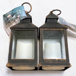 [ unused goods ]taka show battery type lantern light S antique Gold 2 point set garden light lantern interior 