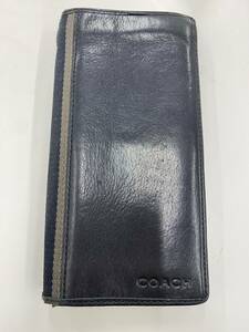 M-6057 【同梱不可】980円～ 中古品　COACH/コーチ　長財布　ウォレット　ブラック　二つ折り財布　メンズ　服飾小物　