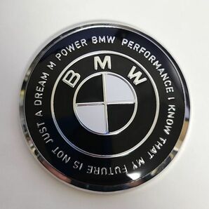 BMW エンブレム 45mm 用 ５０周年 ブラック ホワイト 防止フィルム付き ステアリング ハンドル 新品未使用 送料無料の画像1