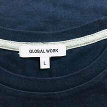 100円　GLOBAL WORK(グローバルワーク)半袖Tシャツ　トップス カットソー　ネイビー　ポケT_画像3
