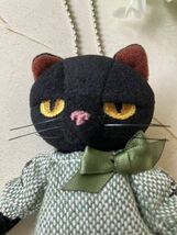 送料無料　黒猫ミヌー♪ぬいぐるみマスコット　NEWドレスグリーン　ボールチェン付き　米田民穂_画像3