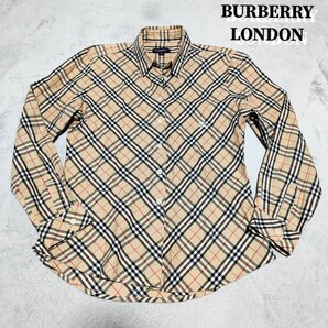 BURBERRY バーバリーロンドン レディース チェック柄 長袖シャツ ネルシャツ ノバチェック ホースロゴ コットン Mサイズ の画像1