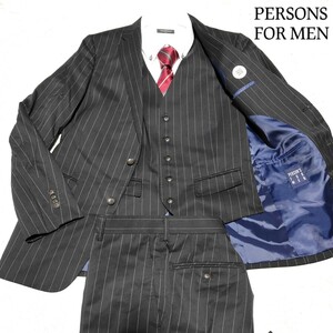 [ attraction. 3 piece ] ultimate beautiful goods Person's suit setup chock stripe jacket the best gilet wool charcoal gray YA5 2B