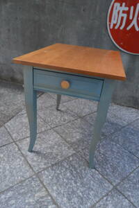 F294 1 jpy start with translation present condition goods ETHAN ALLENi- sun a- Len i-sena- Len USA side table antique handle damage 