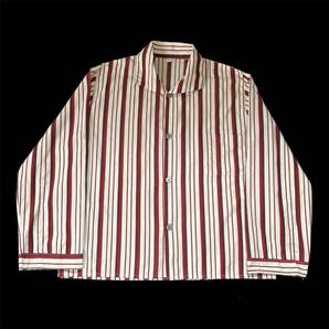 60s〜70s Unknown Euro Vintage Wide Spread Collar Stripe Pajama Shirt 60年代 70年代 ユーロヴィンテージ ストライプ パジャマシャツの画像1