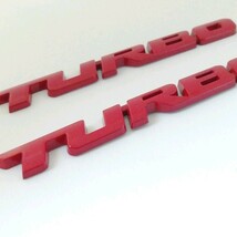送料無料 2個セット TURBO ターボ 3D アルミ エンブレム ステッカー レッド 赤 C51_画像2