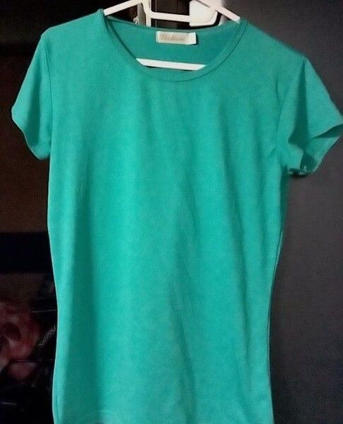 トップス Tシャツ 半袖 フレンチ袖風 速乾サラサラ グリーンとブルー×ホワイトのボーダーシャツの2枚セット