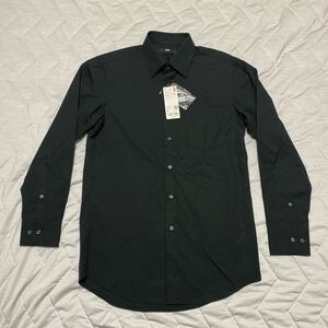 4C【新品　未使用】UNIQLO ユニクロ ファインクロスブロードシャツ 黒 ブラック S 長袖シャツ カッターシャツ ドレスシャツ 3,990円 格安