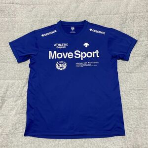4C[ надеты немного ]DESCENTE Descente Move Sport Move спорт короткий рукав футболка L синий голубой DMMRJA56 дешевый 