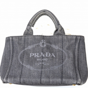 プラダ（PRADA） カナパ 1BG9642 デニム 2WAYトート ブラック 【中古】 JA-18674