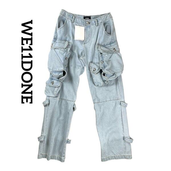 WE11DONE ウェルダン　BLUE MENS WASHED CARGO PANTS 美品　カーゴパンツ　