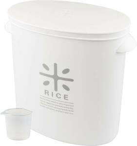 パール金属 日本製 米びつ 5kg ホワイト 計量カップ付 お米 袋のまま ストック RICE HB-3433