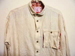 ○良品　KAWATANI SHIRT　リネンコットン　長袖シャツ　サイズS○