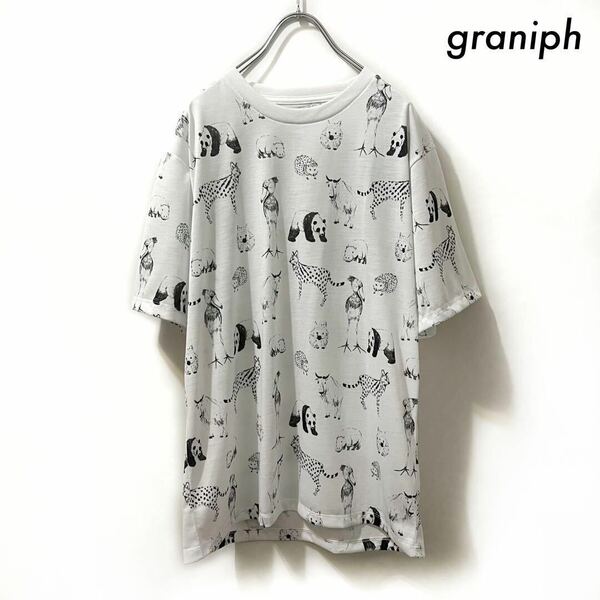 【送料無料】graniph グラニフ★アニマルプリント 半袖Tシャツ 未使用タグ付き S