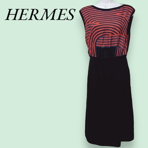 エルメス HERMES ワンピース ノースリーブ シルク カシミヤ レア 希少