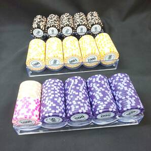 ◎レトロな逸品◎LAS VEGAS POKER CLUB ヘビークレイコンポジションポーカーチップ 100/500/1000/5000/10000 即発送 の画像3