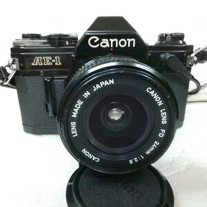 ◎キャノン◎Canon AE-1 一眼レフカメラ ブラック CANON DATA BACK A付き / CANON LENS FD 24mm 1:2.8 シャッターOK 即発送