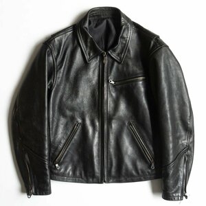 【美品】KUSHITANI【シングル ライダース ジャケット】M ブラック レザー レーシング ジャケット クシタニ 牛革 バイク u2403123