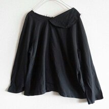 【美品】COMME des GARCONS 【片丸襟 ブラウス】S コムコム コムデギャルソン 製品染めブラック 2304275_画像1