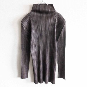 【美品】 PLEATS PLEASE【ハイネック モザイク柄 プリーツ カットソー】 プリーツプリーズ ISSEY MIYAKE y2309206