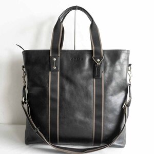 【定番モデル】COACH【F70560/ヘリテージ ウェブ レザー ユーティリティー 2way トートバッグ】ブラック ビジネスバッグ コーチ 2404469