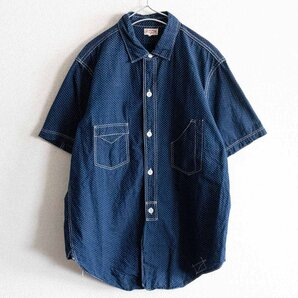 【美品】FREEWHEELERS UNION SPECIAL OVERALLS【CONDUCTOR SHIRT - POLKA DOT WABASH】16 インディゴ ポルカドット シャツ 2404542の画像1