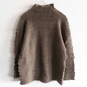 【美品】ISSEY MIYAKE【プリーツ ブラウス】カーキ イッセイミヤケ 2404549