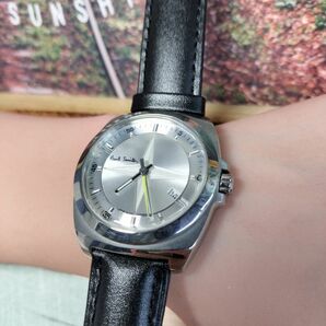 【新品ベルト交換済み！】ポールスミス☆腕時計 ブラック レザー シルバーフェイス