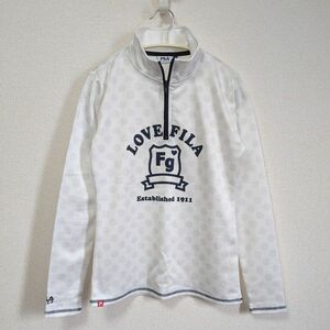 フィラゴルフ　FILA　長袖カットソー　レディースM　ドット柄　ハーフジップ　ファスナー　ゴルフウエア　美品