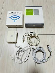 希少 通電OK Apple A1264 MB321J/A AirMac Express 802.11n + Stereo Connection Kit with Monster Cable wifi 無線 Lan ルーター 付属品