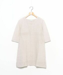 レディース 「fog linen work」 7分袖ワンピース - ベージュ