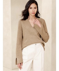 レディース 「BANANA REPUBLIC FACTORY STORE」 Vネックニット X-SMALL キャメル_画像1