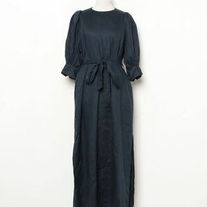 レディース 「HYKE」 LINEN BALLOON SLEEVE MAXI DRESS 半袖ワンピース 1 ネイビーの画像1