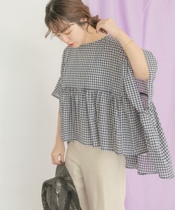 「ITEMS URBANRESEARCH」 半袖ブラウス FREE ネイビー レディース