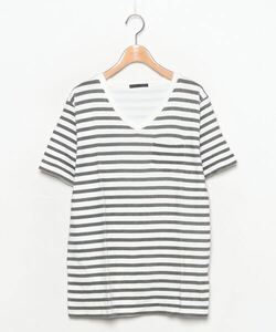 「HARE」 ボーダー柄半袖Tシャツ S グレー メンズ