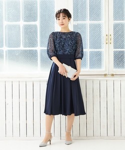 「AIMER」 半袖ワンピース MEDIUM ネイビー レディース