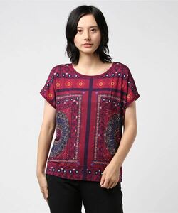 「Desigual」 半袖Tシャツ 2L レッド レディース_画像1