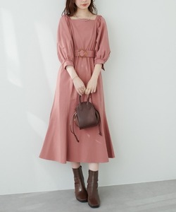 「natural couture」 7分袖ワンピース SMALL ピンク レディース