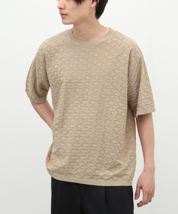 「B.C STOCK」 「Simplicite」半袖ニット LARGE ベージュ メンズ