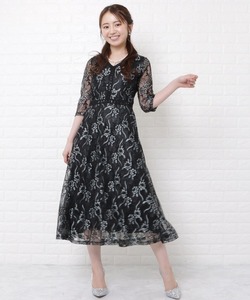 「Lace Ladies」 7分袖ワンピース M ブラック レディース