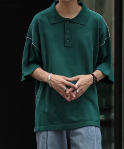 「shiki tokyo」 半袖ポロシャツ LARGE グリーン メンズ